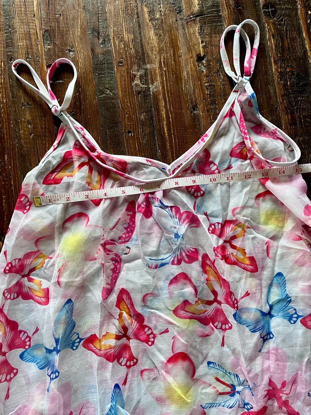 Two-piece aqua bathing suit, with Sheer Butterfly Print Camisole Top Sz M NWOT - Picture 7 of 16